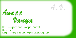 anett vanya business card